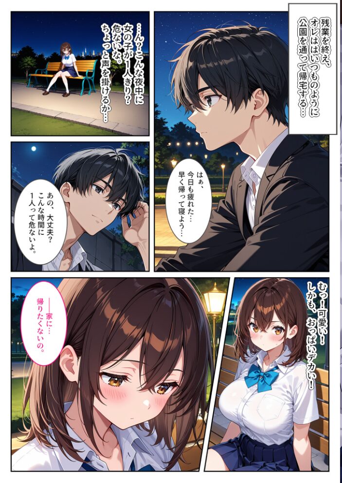 夜の公園で爆乳●●●●を拾ったら… モザイク版【hentai エロ漫画】 サンプル画像